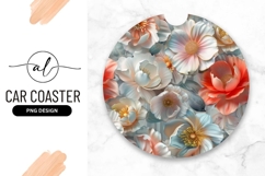 Elegant Pastel Floral Pattern Round Car Coaster Product Image 1