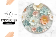 Pastel Floral Round Car Coaster Design Product Image 1