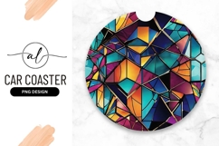 Abstract Stained Glass Round Car Coaster Png Product Image 1
