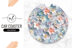 Floral Round Car Coaster Png Design Product Image 1