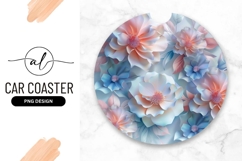 Floral Round Design Round Car Coaster Png Product Image 1