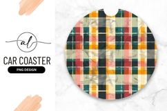 Colorful Plaid Pattern Round Car Coaster Png Product Image 1