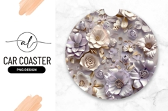Elegant Floral Pattern For Round Car Coaster Product Image 1