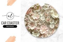Floral Round Car Coaster Png Background Product Image 1