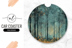 Artistic Forest Round Car Coaster Png Product Image 1