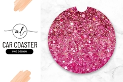 Pink Glitter Round Car Coaster Png Product Image 1
