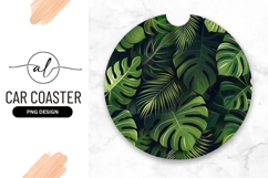 Round Tropical Leaves Background Car Coaster Png Product Image 1