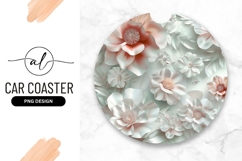 Elegant Floral Design Round Car Coaster Png Product Image 1