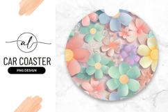 Pastel Flower Pattern Round Car Coaster Png Product Image 1