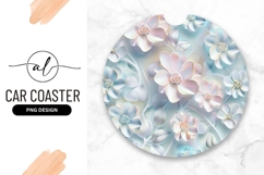 Pastel Floral Design For Round Car Coaster Product Image 1