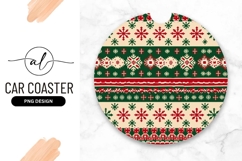 Festive Round Car Coaster Png with Christmas Snowflake Product Image 1