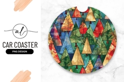 Colorful Christmas Trees Illustration in a Round Shape Product Image 1