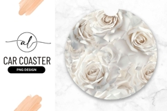White Roses in a Circle Arrangement on a Gray Background Product Image 1