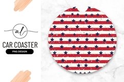 Round Car Coaster Png with Red and White Stripes Product Image 1