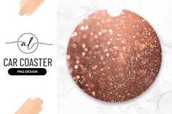 Rose Gold Glitter Bokeh Circle Design for Round Car Coaster Product Image 1