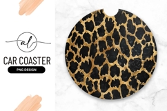 Gold and Black Leopard Print Round Car Coaster Png Product Image 1