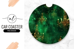Emerald Green Background with Gold Chandeliers and Sparkling Product Image 1