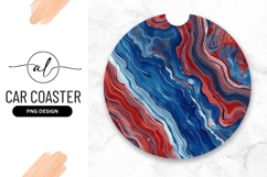 Abstract Round Car Coaster Design in Red White Product Image 1
