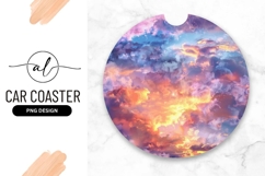 Vivid Sunset Sky in a Round Car Coaster Png Design Product Image 1