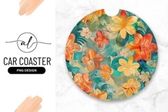 Floral Pattern Round Car Coaster Png Product Image 1