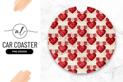 Red Heart Pattern on White and Red Checkered Background Product Image 1
