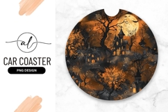 Halloween Scene with Haunted Houses Bats Product Image 1