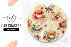 Watercolor Teacups with Berries and Floral Elements Product Image 1