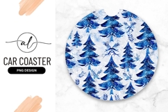 Watercolor Blue Christmas Trees and Snowflakes Product Image 1
