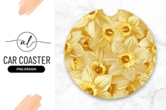 Yellow Daffodils Floral Pattern in a Round Shape on Gray Product Image 1