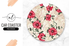 Round Floral Pattern with Red Flowers and Green Leaves Product Image 1
