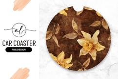 Watercolor Daffodil Floral Pattern on Brown Product Image 1