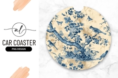 Blue and White Floral and Bird Illustration Product Image 1