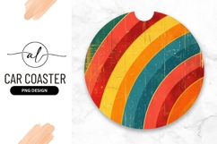 Retro Rainbow Arcs on Round Car Coaster Png Product Image 1