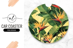 Bird of Paradise Flowers and Green Leaves on Yellow Product Image 1