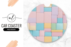 Pastel Colored Blocks Round Car Coaster Png Product Image 1