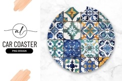 Round Car Coaster Png of Colorful Decorative Tile Pattern Product Image 1