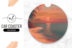 Sunset Beach Scene with Palm Trees and Ocean Product Image 1