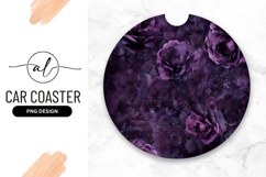Purple Rose Floral Pattern Round Car Coaster Png roses Product Image 1