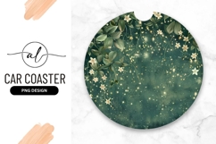 Round Floral Design with Green Leaves and White Flowers Product Image 1
