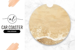 Sandy Beach and Ocean Wave Circle Design with Pebbles Product Image 1