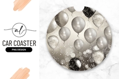 Silver and Black Balloons with Ribbons on a Gradient Product Image 1