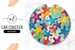 Colorful Abstract Shape Pattern on Round Car Coaster Png Product Image 1