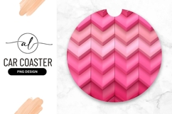 Pink Chevron Pattern Round Car Coaster Png Product Image 1