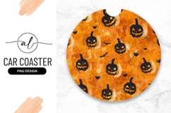 Halloween Pumpkin and Bat Pattern on Orange Background Product Image 1