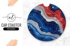 Abstract Round Car Coaster Png in Red White and Blue Product Image 1