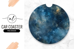 Abstract Blue and Gold Celestial Circle with White Dots Product Image 1
