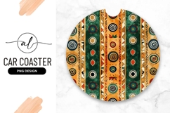 Round Car Coaster Png with Colorful Geometric Pattern Product Image 1