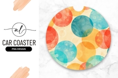 Colorful overlapping circles design on a round car coaster Product Image 1