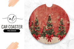 Christmas Trees with Red Ribbons Bows and Snow Product Image 1