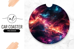 Vivid Colorful Galaxy Circle Round Car Coaster Product Image 1